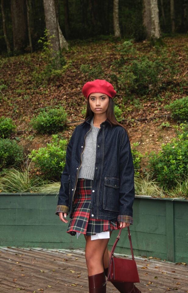 Kadife Yaka Detaylı Denim Ceket