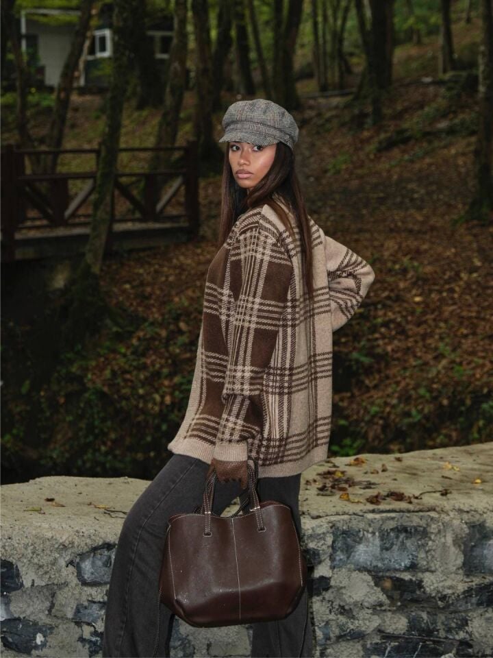 Ekose Detaylı Hırka