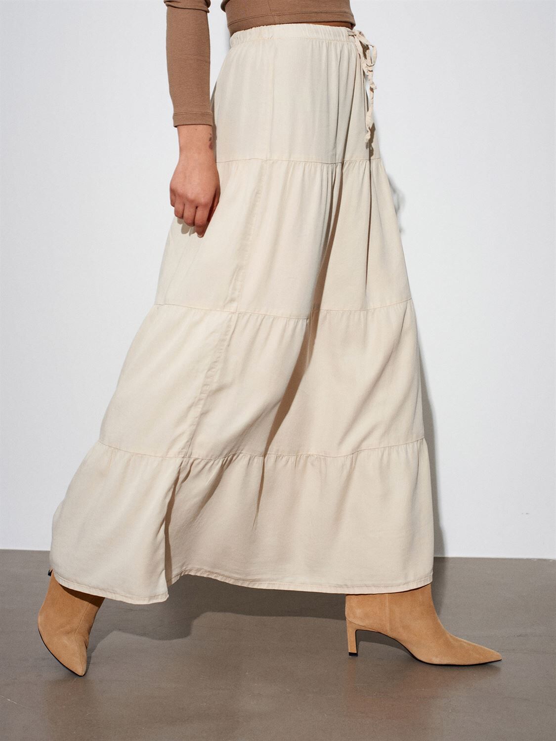 Denim Taş Rengi Etek