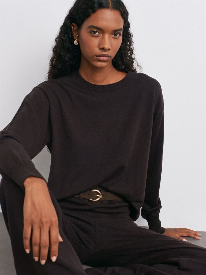 Bisiklet Yaka Yünlü Basic Triko Kazak