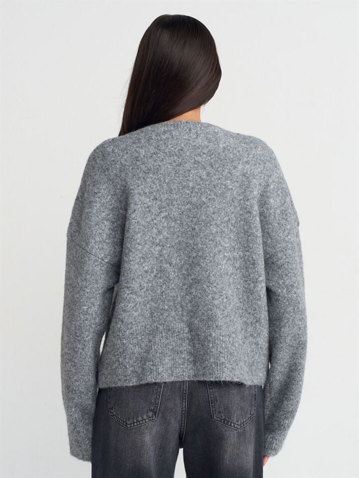 V Yaka Yün Karışımlı Kazak