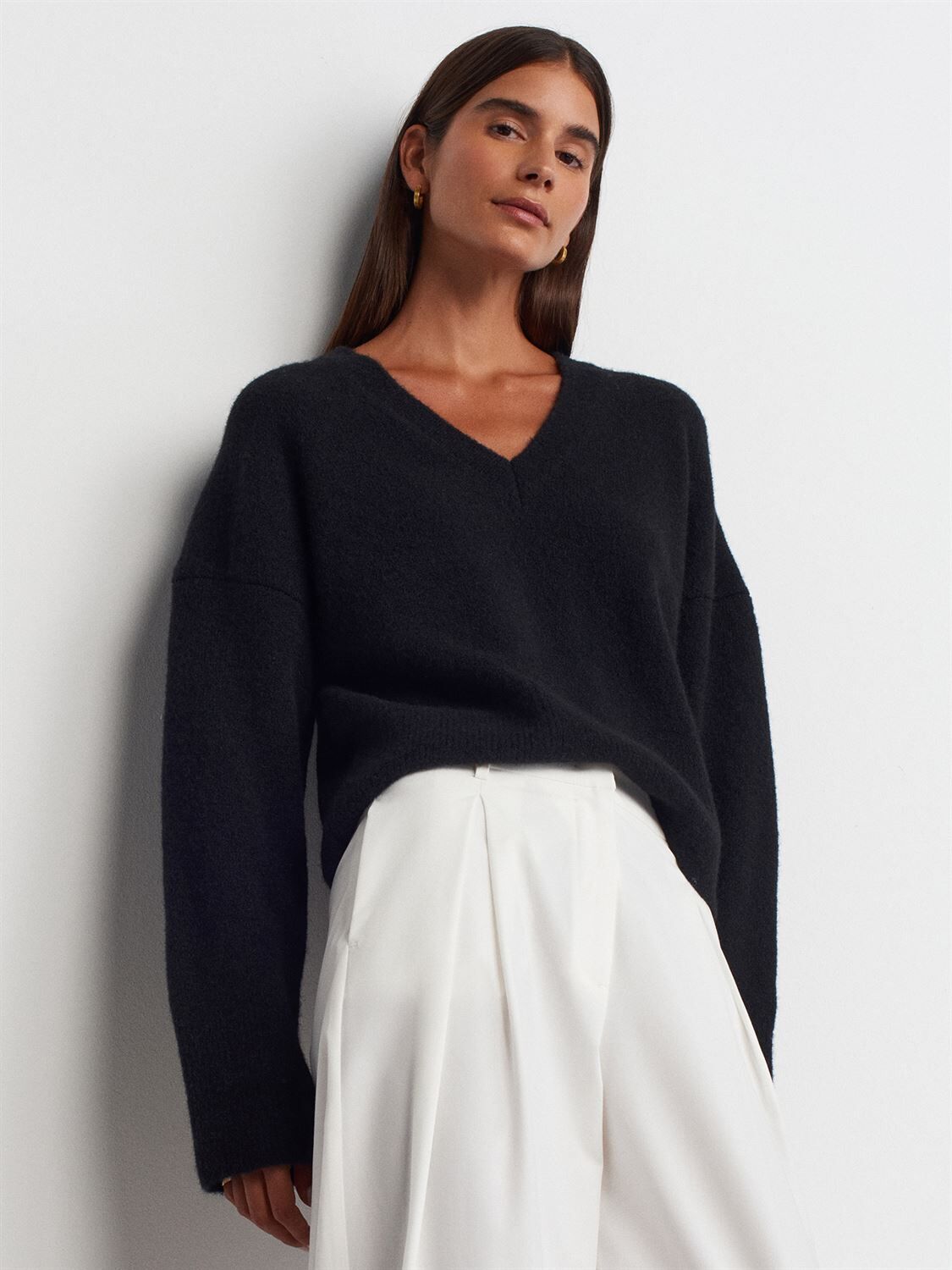 V Yaka Yün Karışımlı Kazak