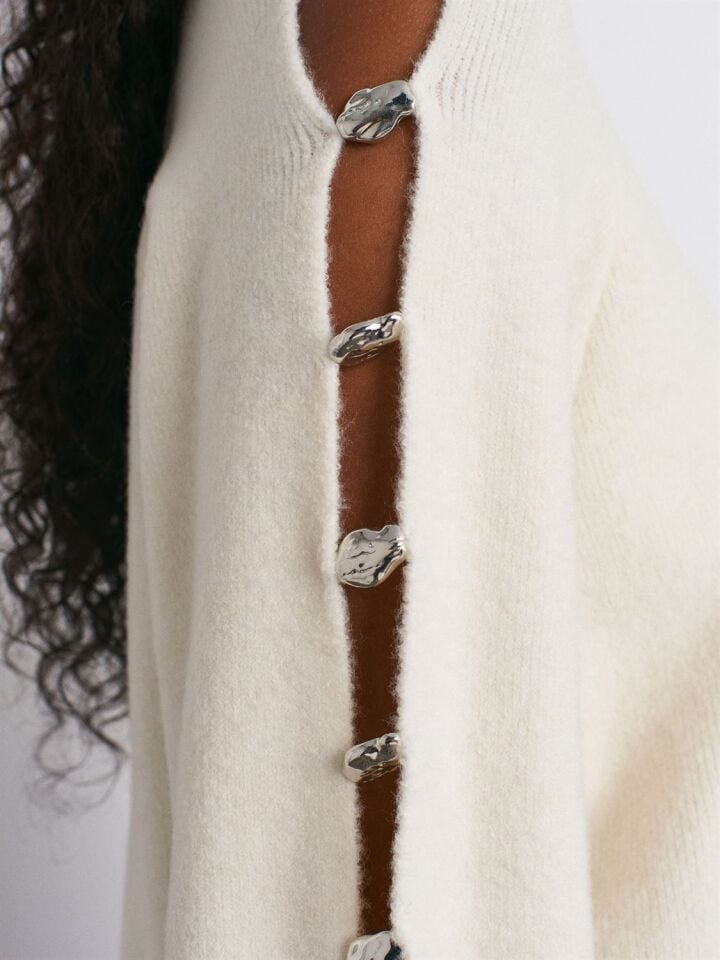 Yün Karışımlı Aksesuar Detaylı Triko Kazak