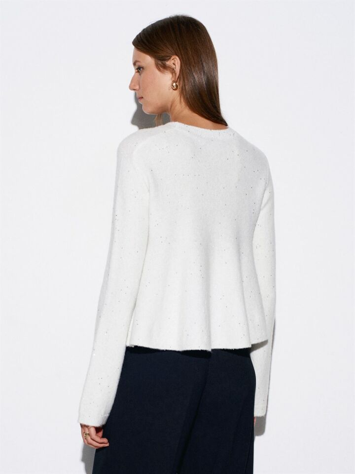 Peplum Parıltılı Triko Kazak