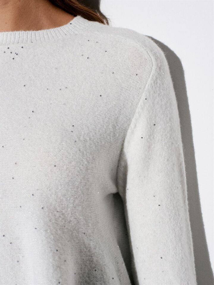 Peplum Parıltılı Triko Kazak