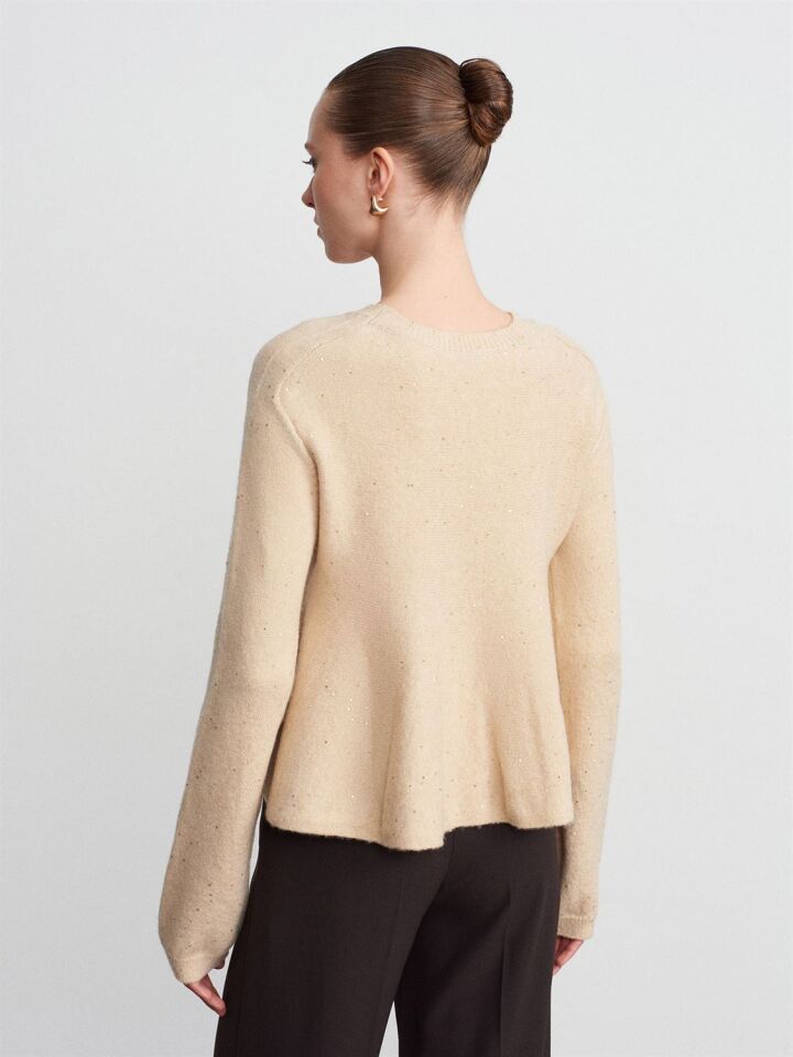 Peplum Parıltılı Triko Kazak