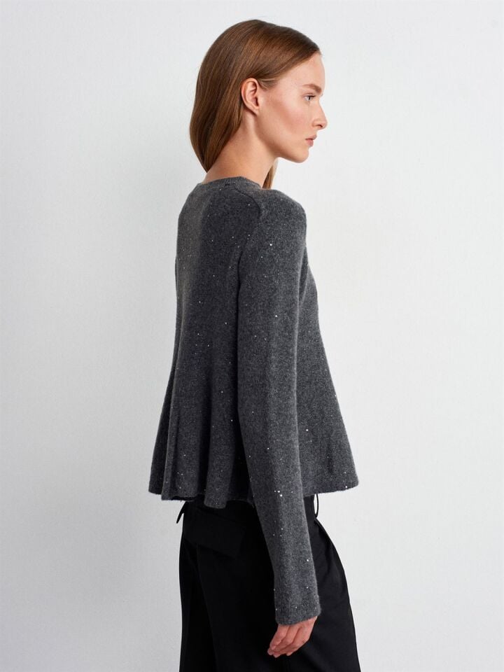 Peplum Parıltılı Triko Kazak