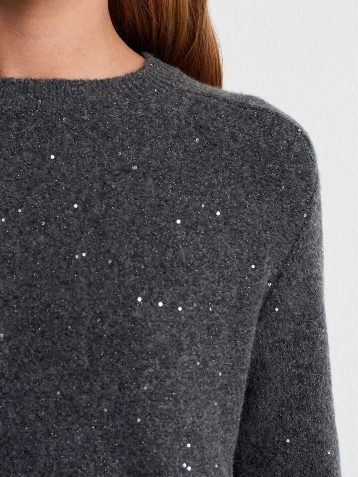 Peplum Parıltılı Triko Kazak