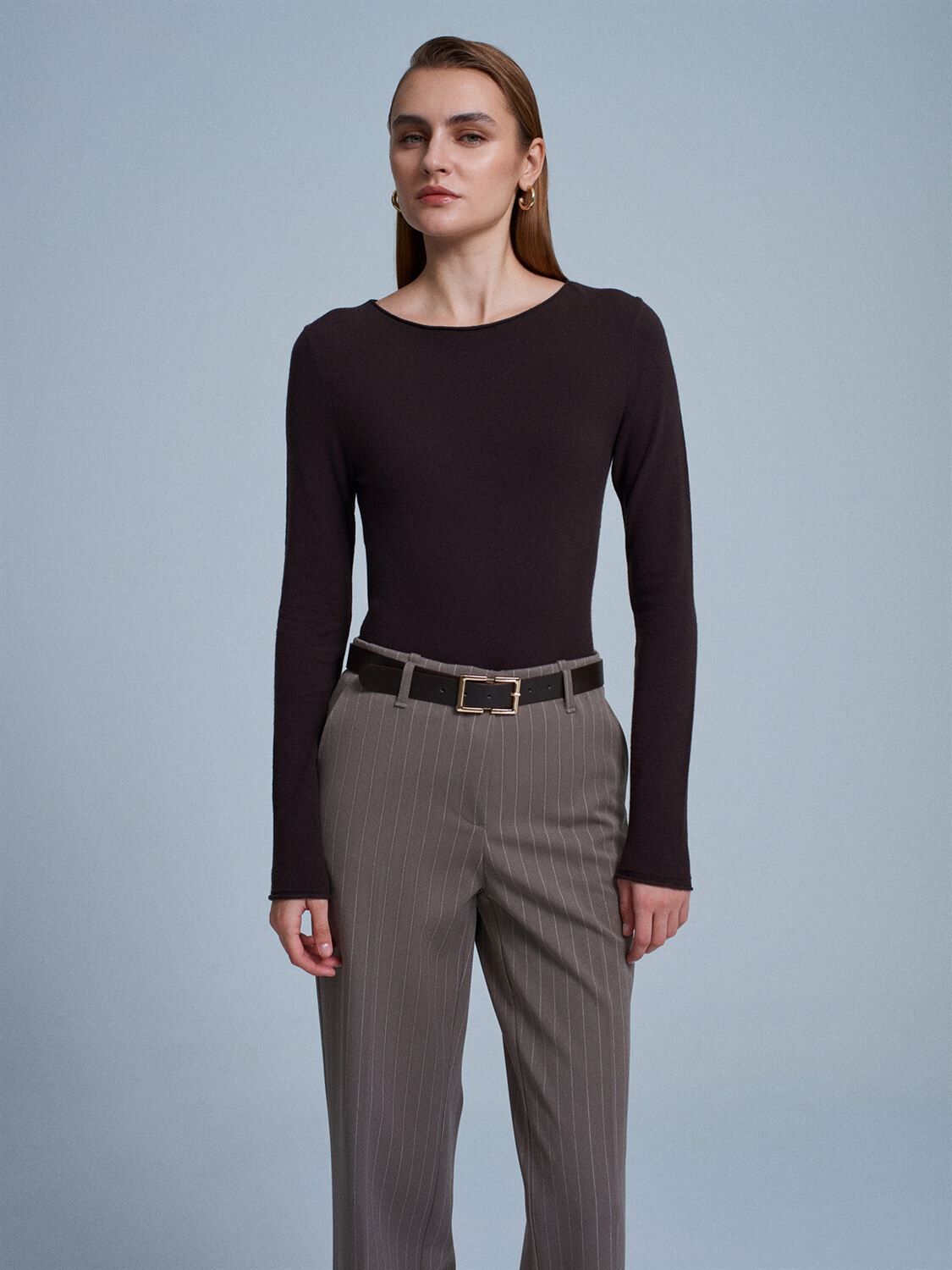 Kayık Yaka Kaşmir Karışımlı Kazak